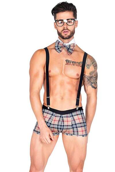 Erkek Fantazi Askılı Boxer Külot Takım