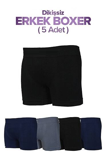 Erkek 5 Li Paket Dikişsiz Boxer Külot