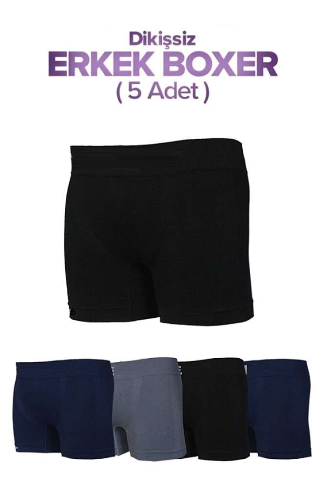 Erkek 5 Li Paket Dikişsiz Boxer Külot - 1