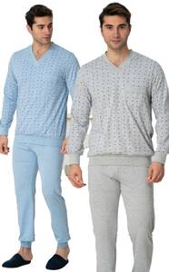 Mecit Pijama - Gri Büyük Beden Erkek Pijama Takım