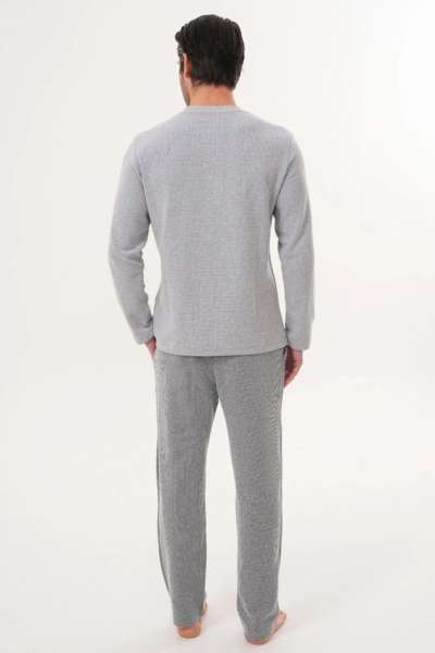 Gri Selanik Kumaş Kışlık Erkek Pijama Takımı