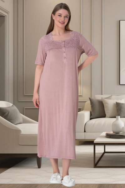 Gül Kurusu Büyük Beden Kadın Gecelik