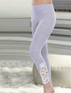 Lady - Güpür İşlemeli Gri Tayt