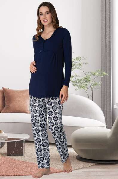 Hamile Lohusa Desenli Pijama Takımı