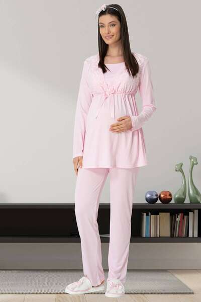 Hamile Lohusa Emzirme Kolaylıklı Pijama Takımı