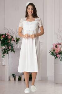 Hamile Lohusa Kısa Kolu Gecelik - Thumbnail