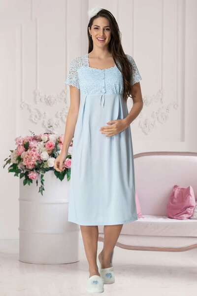 Hamile Lohusa Kısa Kolu Gecelik