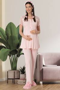 Hamile Lohusa Önden Düğmeli Pijama Takımı - Thumbnail
