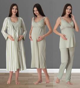 Effortt - Hamile Lohusa Sabahlıklı Gecelik ve Pijama TakımI