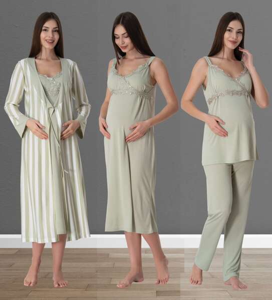 Effortt - Hamile Lohusa Sabahlıklı Gecelik ve Pijama TakımI