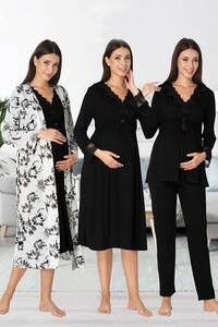 Hamile Lohusa Sabahlıklı Gecelik ve Pijama Takımı - Thumbnail