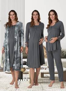 Effortt - Hamile Lohusa Sabahlıklı Gecelik ve Pijama Takımı