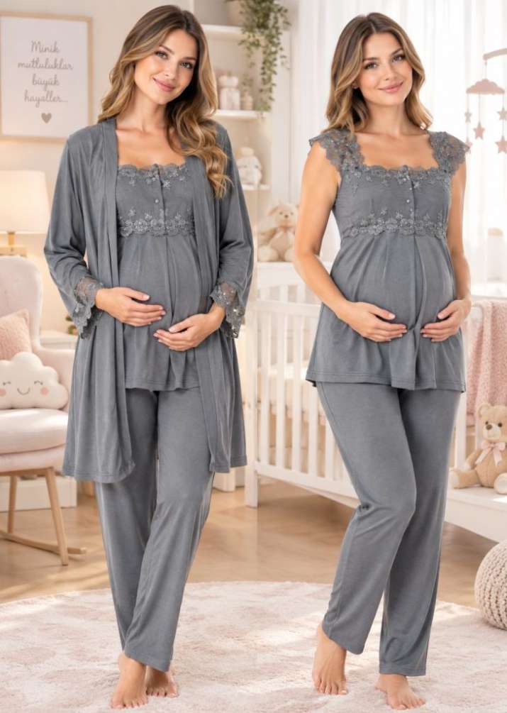 Hamile Lohusa Sabahlıklı Pijama Takımı