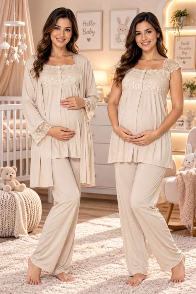 Hamile Lohusa Sabahlıklı Pijama Takımı