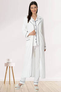 Hamile Lohusa Sabahlıklı Pijama Takımı 3lü Set - Thumbnail