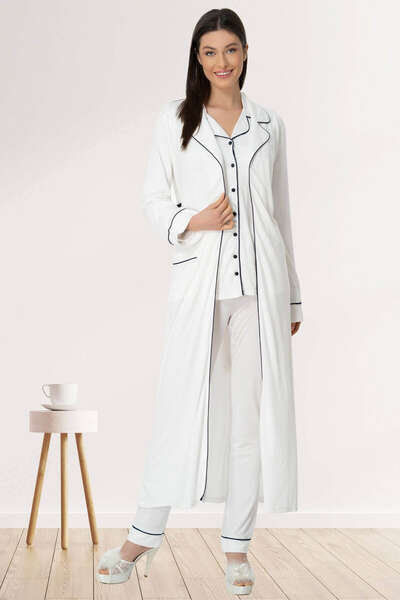 Hamile Lohusa Sabahlıklı Pijama Takımı 3lü Set