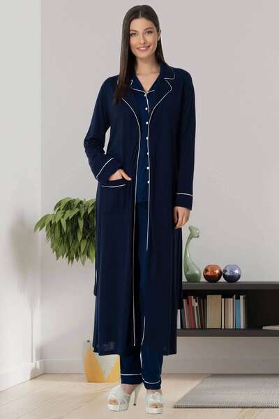 Hamile Lohusa Sabahlıklı Pijama Takımı 3lü Set