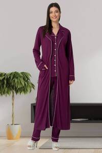 Hamile Lohusa Sabahlıklı Pijama Takımı 3lü Set - Thumbnail