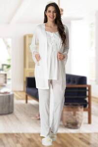 Hamile Lohusa Sabahlıklı Pijama Takımı 3lü Set - Thumbnail