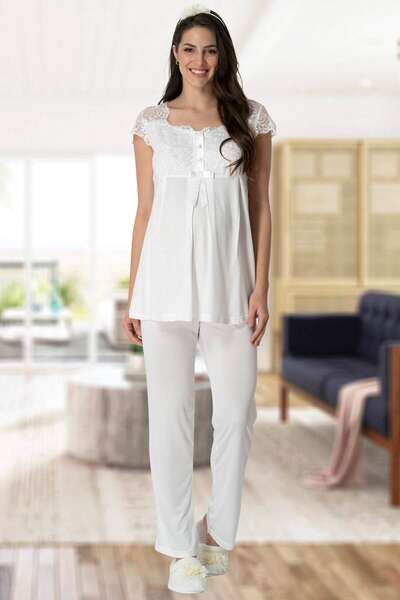 Hamile Lohusa Sabahlıklı Pijama Takımı 3lü Set
