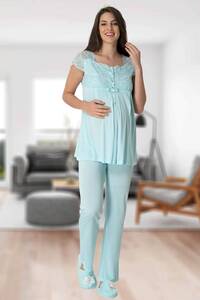 Hamile Lohusa Sabahlıklı Pijama Takımı 3lü Set - Thumbnail