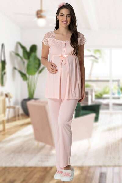 Hamile Lohusa Sabahlıklı Pijama Takımı 3lü Set