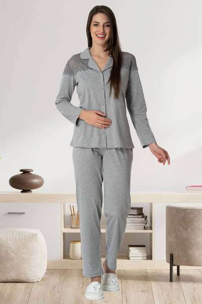 Hamile Lohusa Sabahlıklı Pijama ve Gecelik Takım