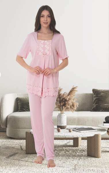 Hamile Lohusa Yarım Kollu Pijama Takımı