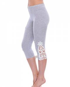 Lady - İşlemeli Gri Kısa Tayt