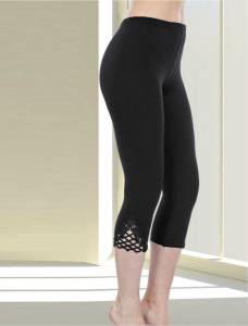 Lady - İşlemeli Siyah Kapri Tayt