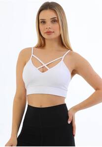 Kadın Önden Çapraz Bralet PEDLİ Spor Büstiyer Crop - Thumbnail