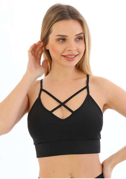 Kadın Önden Çapraz Bralet PEDLİ Spor Büstiyer Crop