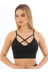 Kadın Önden Çapraz Bralet PEDLİ Spor Büstiyer Crop - Thumbnail