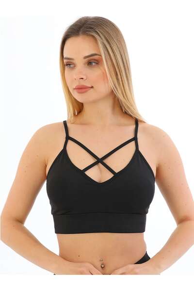 Kadın Önden Çapraz Bralet PEDLİ Spor Büstiyer Crop