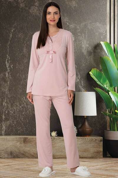Kadın Pamuklu Uzun Kollu Pijama Takım