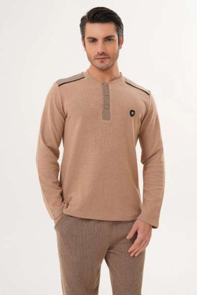 Mecit Pijama - Kahverengi Selanik Kumaş Kışlık Erkek Pijama Takımı (1)