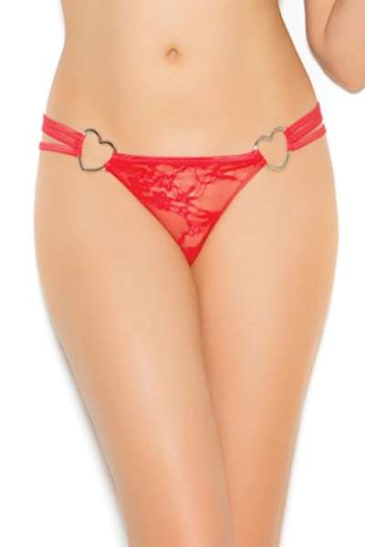 Kırmızı Dantelli Fantezi String Külot