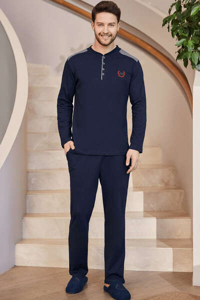 Lacivert Büyük Beden Erkek Pijama Takım
