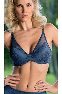 Orkide - Lacivert Desteksiz Dantelli Büyük Beden Sütyen