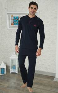 Effortt - Lacivert Dört Mevsim Erkek Pijama Takım