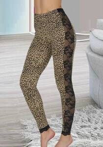 Lady - Leopar Desen Dantel Detaylı Tayt