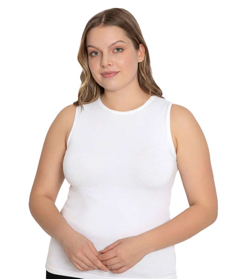 Bambu Kısa Kollu Bisiklet Yaka Büyük Beden Atlet