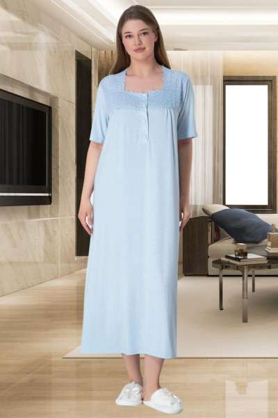 Mavi Büyük Beden Kadın Gecelik