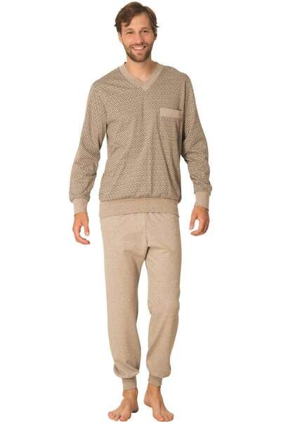 Pamuklu Kahverengi Erkek Pijama Takım