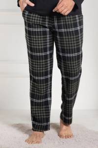 Mecit Pijama - Yeşil Ekoseli Erkek Kalın Tek Alt Pijama
