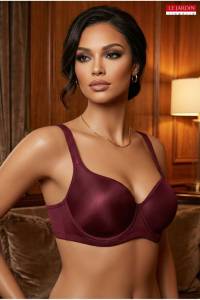 Le Jardin - Mor Ultra Soft Kap Kalın Askılı Toparlayıcı Minimizer Sütyen