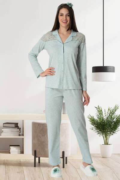 Omuzu Dantelli Hamile Lohusa Pijama Takımı