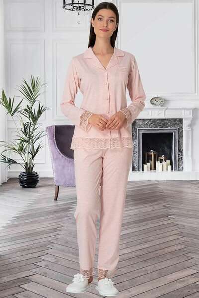Pamuklu Önden Düğmeli Kadın Pijama Takımı
