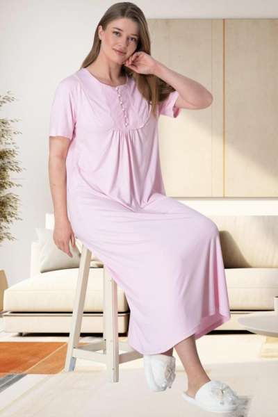 Pembe Büyük Beden Kadın Gecelik
