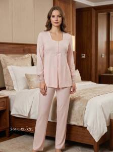 Effortt - Pembe Hamile Lohusa Pijama Takımı